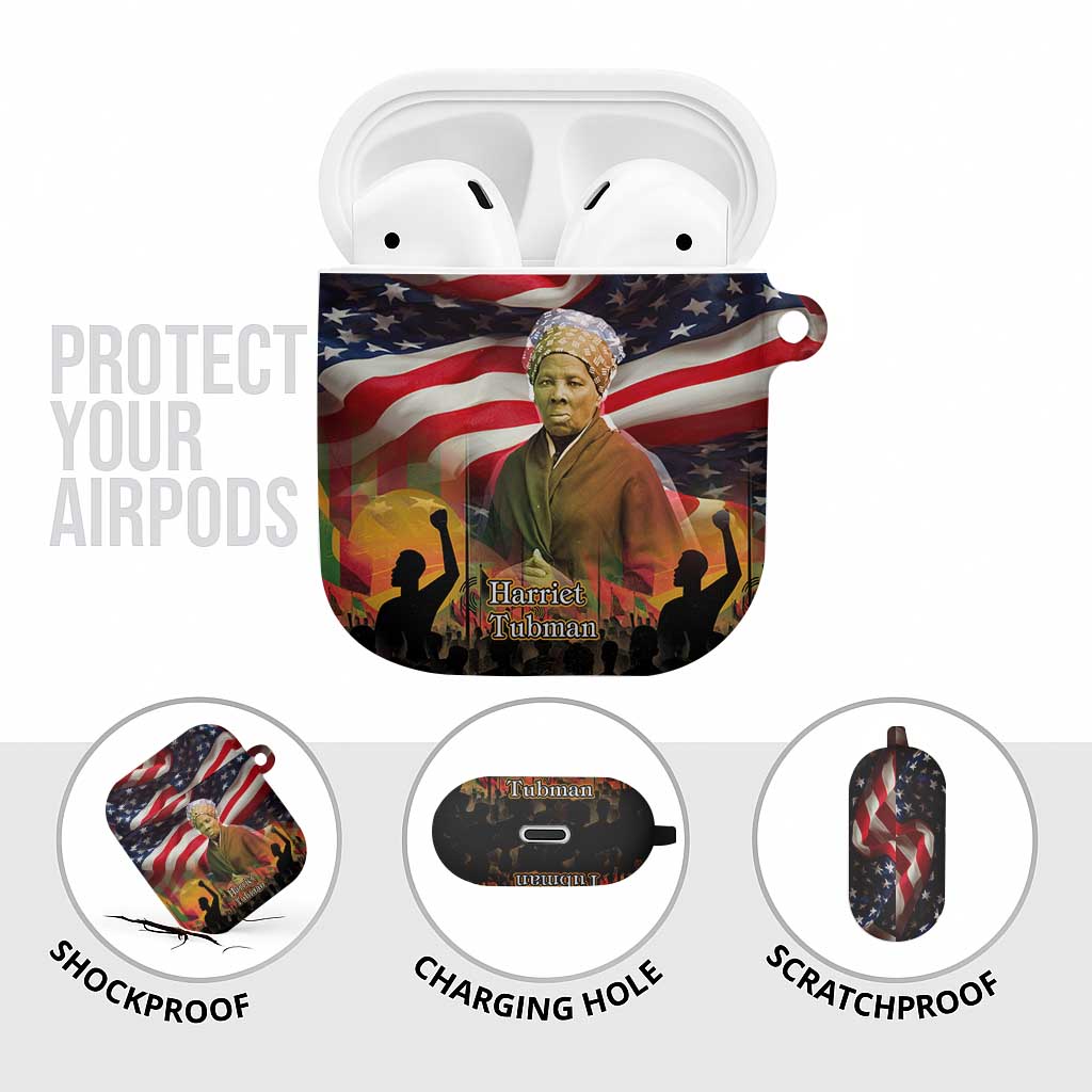 Harriet Tubman AirPods Case American Flag Background Underground Railroad Quote Powerful Civil Rights - African Pride