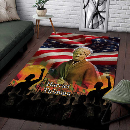 Harriet Tubman Area Rug American Flag Background Underground Railroad Quote Powerful Civil Rights - African Pride