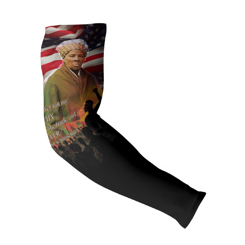 Harriet Tubman Arm Sleeves American Flag Background Underground Railroad Quote Powerful Civil Rights - African Pride