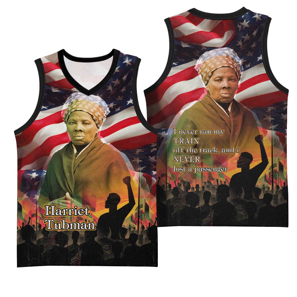 Harriet Tubman Basketball Jersey American Flag Background Underground Railroad Quote Powerful Civil Rights - African Pride