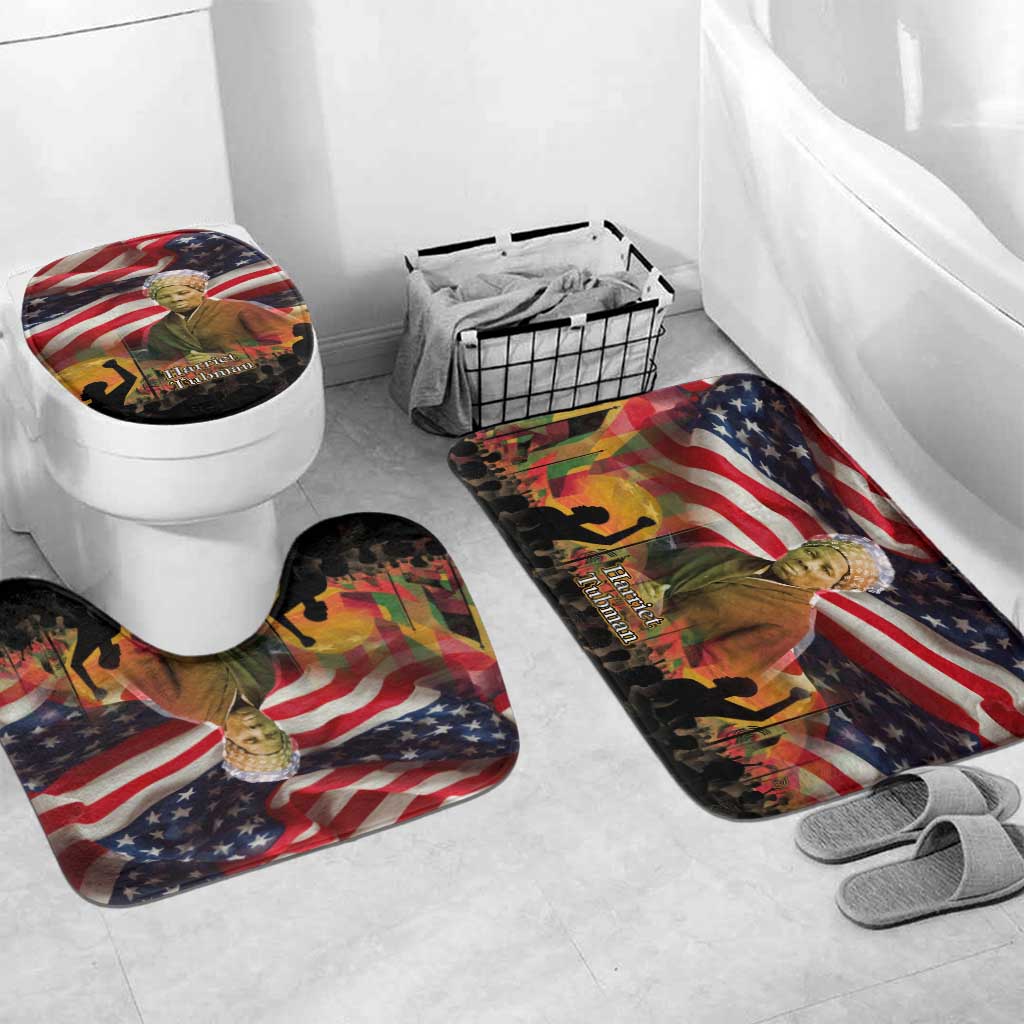 Harriet Tubman Bathroom Set American Flag Background Underground Railroad Quote Powerful Civil Rights - African Pride
