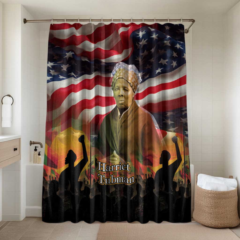 Harriet Tubman Bathroom Set American Flag Background Underground Railroad Quote Powerful Civil Rights - African Pride