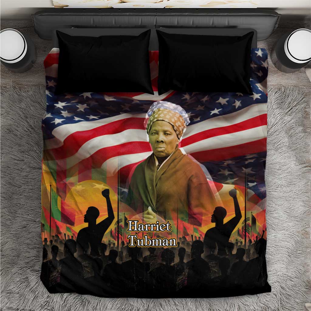 Harriet Tubman Bedding Set American Flag Background Underground Railroad Quote Powerful Civil Rights - African Pride