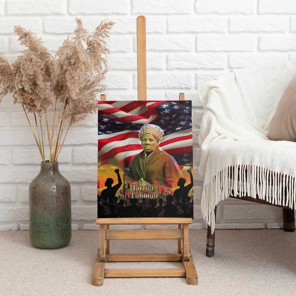 Harriet Tubman Canvas Wall Art American Flag Background Underground Railroad Quote Powerful Civil Rights - African Pride