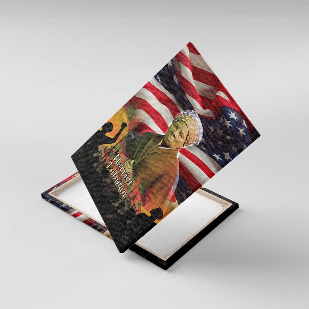 Harriet Tubman Canvas Wall Art American Flag Background Underground Railroad Quote Powerful Civil Rights - African Pride