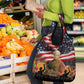 Harriet Tubman Grocery Bag American Flag Background Underground Railroad Quote Powerful Civil Rights - African Pride