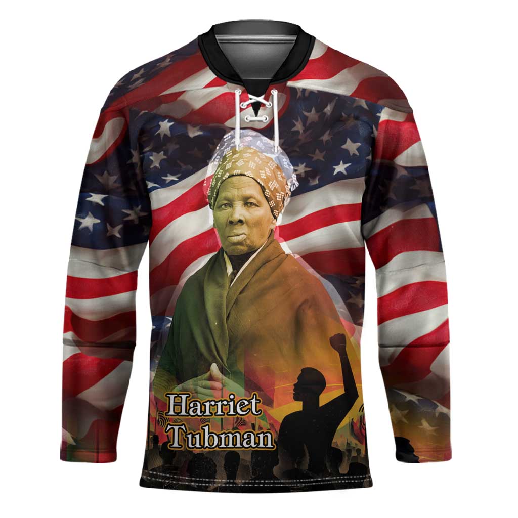 Harriet Tubman Hockey Jersey American Flag Background Underground Railroad Quote Powerful Civil Rights - African Pride