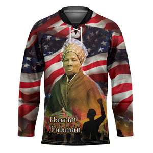 Harriet Tubman Hockey Jersey American Flag Background Underground Railroad Quote Powerful Civil Rights - African Pride