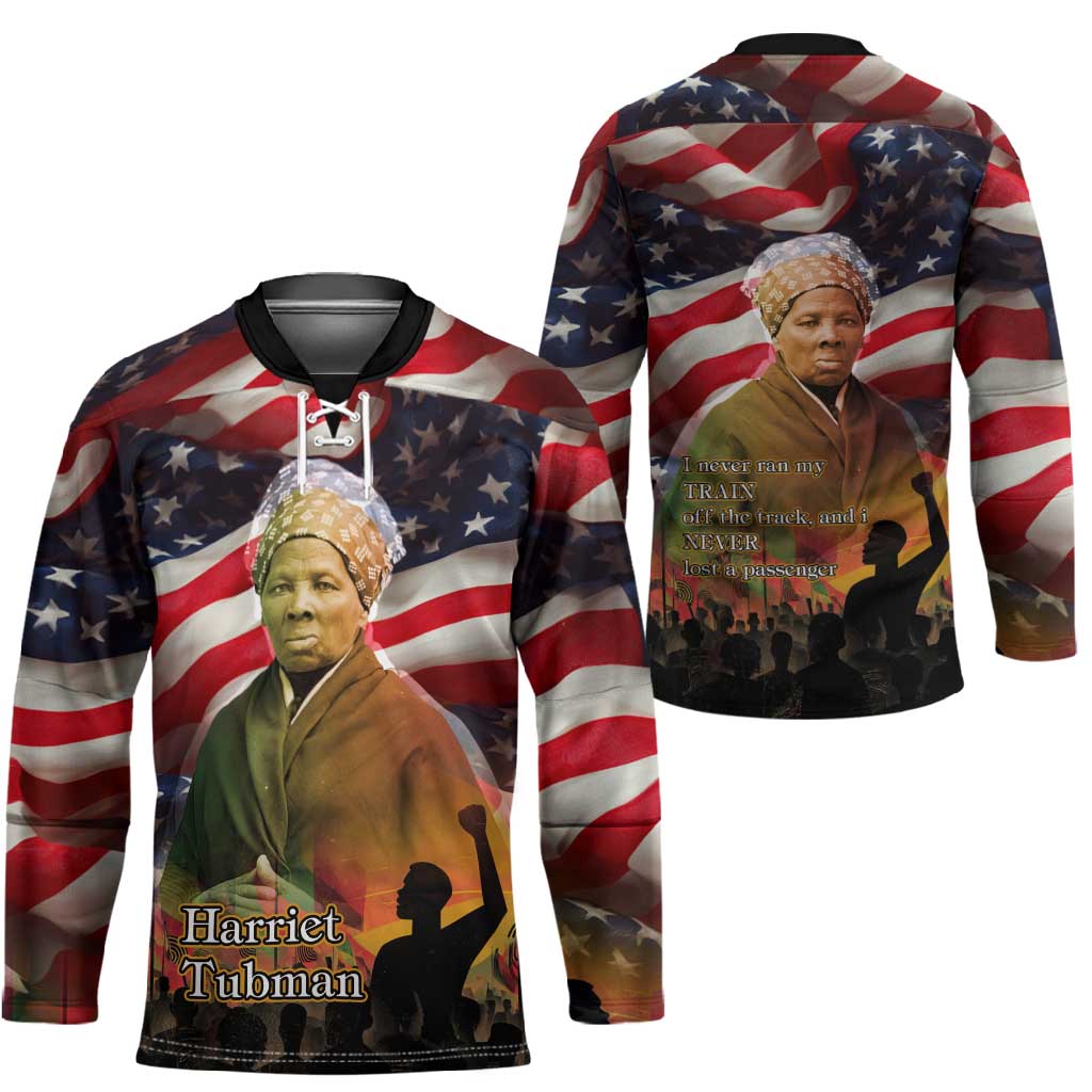 Harriet Tubman Hockey Jersey American Flag Background Underground Railroad Quote Powerful Civil Rights - African Pride