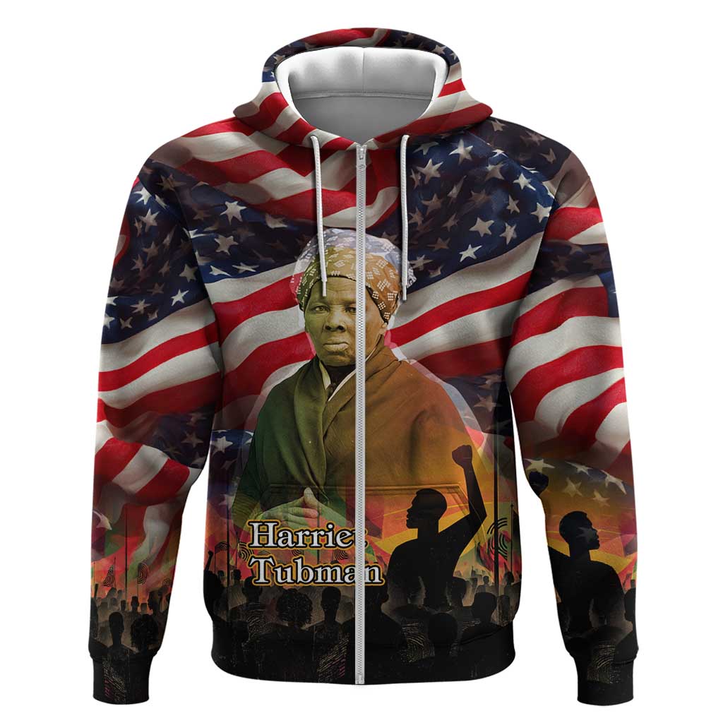 Harriet Tubman Hoodie American Flag Background Underground Railroad Quote Powerful Civil Rights - African Pride
