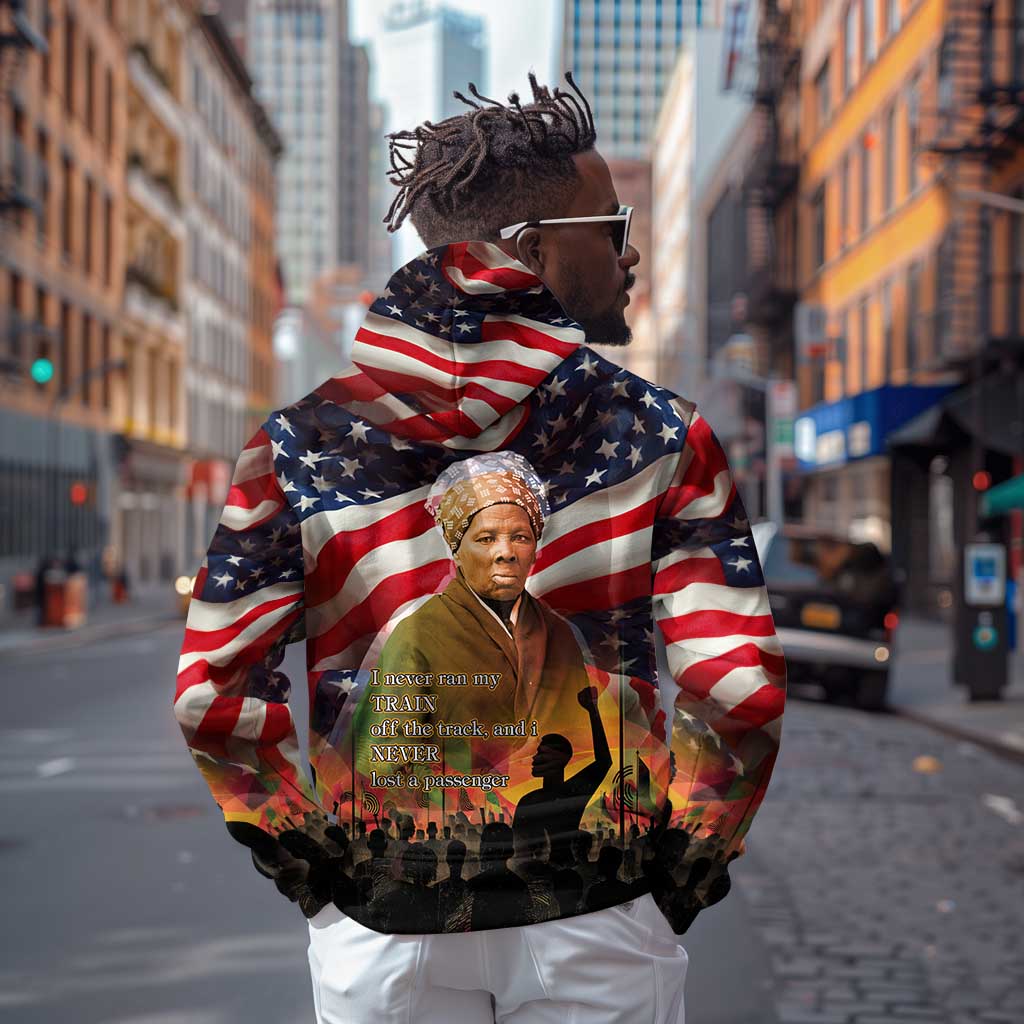 Harriet Tubman Hoodie American Flag Background Underground Railroad Quote Powerful Civil Rights - African Pride