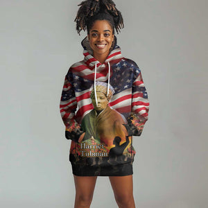 Harriet Tubman Hoodie Dress American Flag Background Underground Railroad Quote Powerful Civil Rights - African Pride