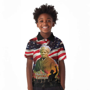 Harriet Tubman Kid Polo Shirt American Flag Background Underground Railroad Quote Powerful Civil Rights TS04