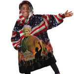 Harriet Tubman Kid Wearable Blanket Hoodie American Flag Background Underground Railroad Quote Powerful Civil Rights - African Pride