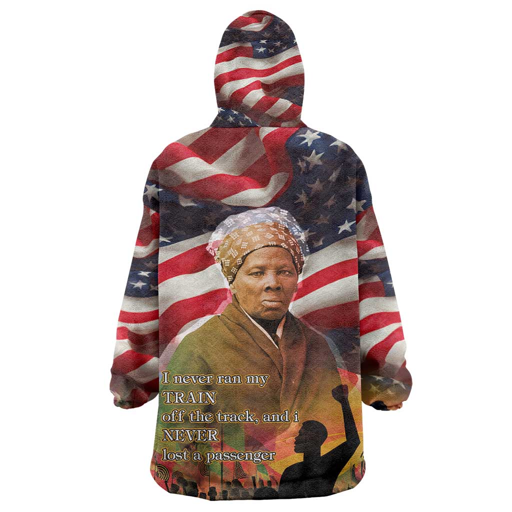 Harriet Tubman Kid Wearable Blanket Hoodie American Flag Background Underground Railroad Quote Powerful Civil Rights - African Pride