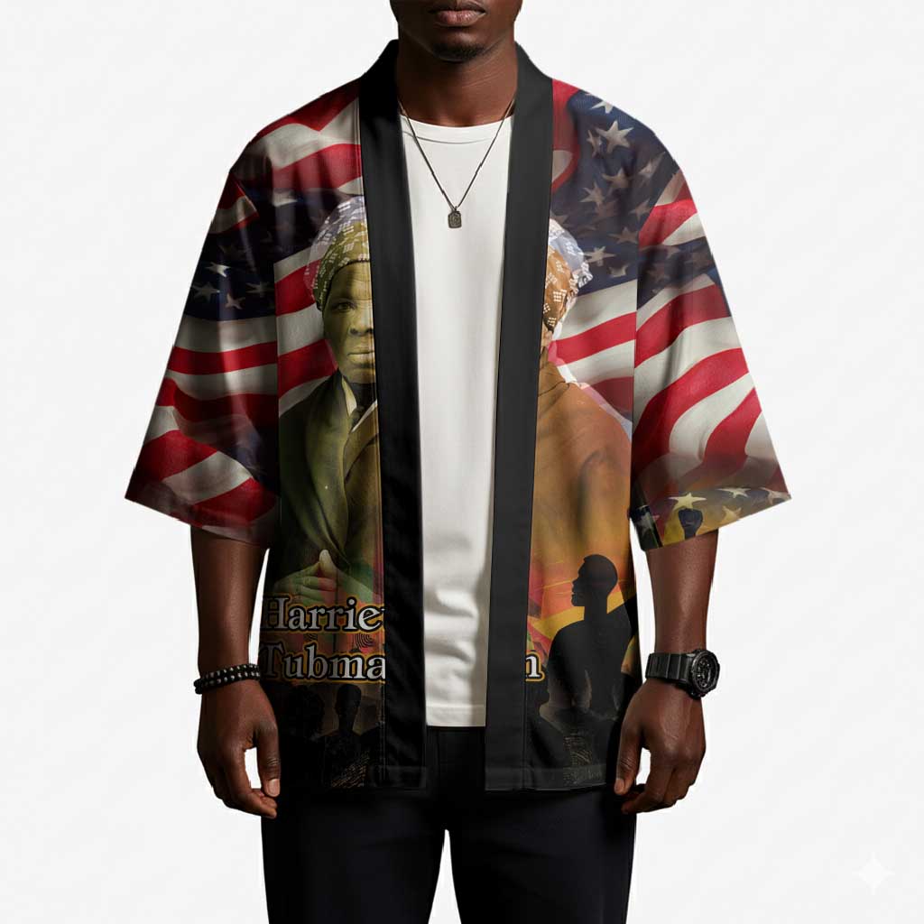 Harriet Tubman Kimono American Flag Background Underground Railroad Quote Powerful Civil Rights - African Pride