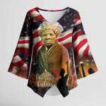 Harriet Tubman Kimono Sleeve Blouse American Flag Background Underground Railroad Quote Powerful Civil Rights - African Pride
