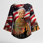 Harriet Tubman Kimono Sleeve Blouse American Flag Background Underground Railroad Quote Powerful Civil Rights - African Pride