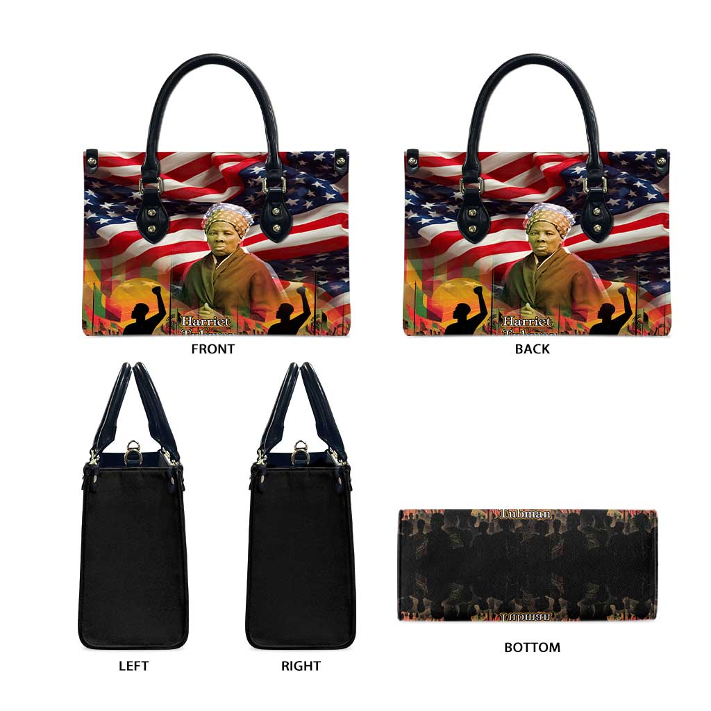 Harriet Tubman Leather Bag American Flag Background Underground Railroad Quote Powerful Civil Rights - African Pride