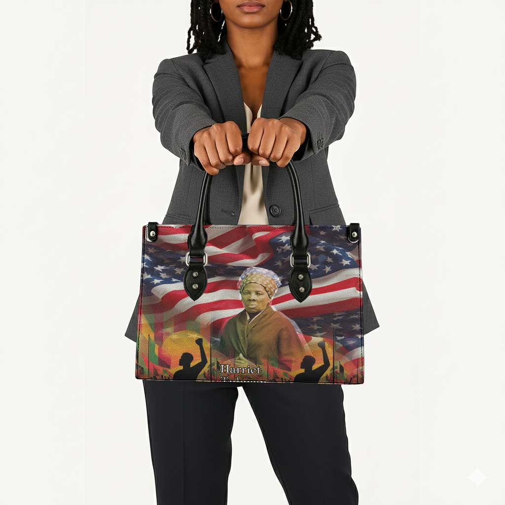 Harriet Tubman Leather Bag American Flag Background Underground Railroad Quote Powerful Civil Rights - African Pride