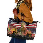 Harriet Tubman Leather Tote Bag American Flag Background Underground Railroad Quote Powerful Civil Rights - African Pride