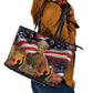 Harriet Tubman Leather Tote Bag American Flag Background Underground Railroad Quote Powerful Civil Rights - African Pride