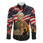 Harriet Tubman Long Sleeve Button Shirt American Flag Background Underground Railroad Quote Powerful Civil Rights - African Pride