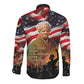 Harriet Tubman Long Sleeve Button Shirt American Flag Background Underground Railroad Quote Powerful Civil Rights - African Pride