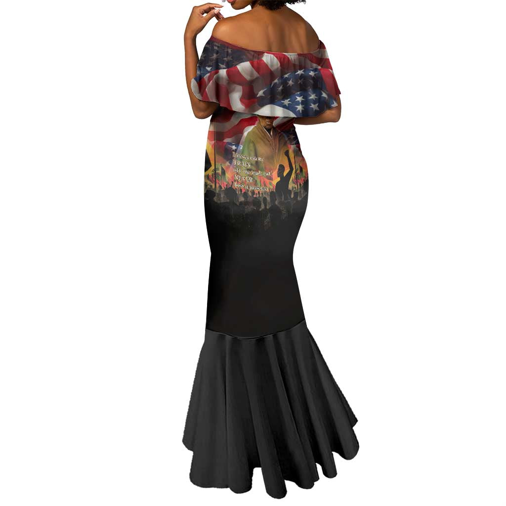 Harriet Tubman Mermaid Dress American Flag Background Underground Railroad Quote Powerful Civil Rights - African Pride