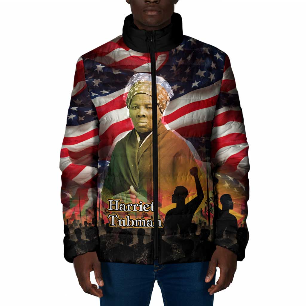 Harriet Tubman Padded Jacket American Flag Background Underground Railroad Quote Powerful Civil Rights - African Pride