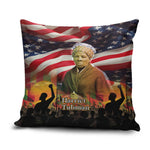 Harriet Tubman Pillow Cover American Flag Background Underground Railroad Quote Powerful Civil Rights - African Pride