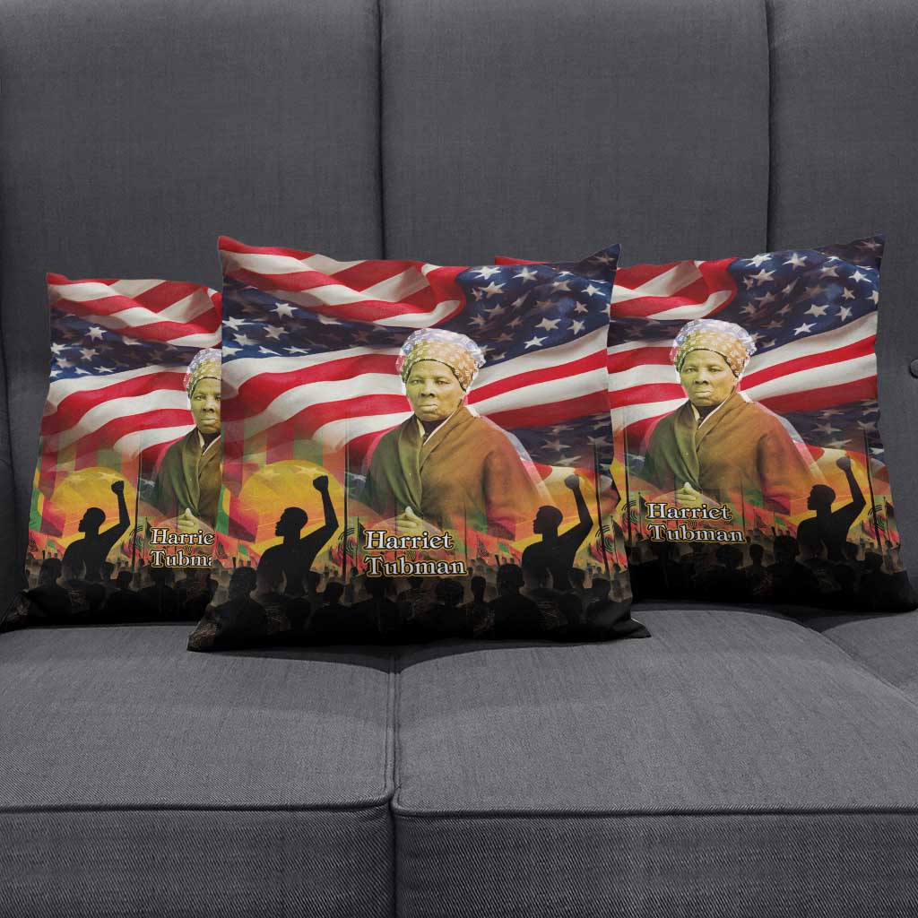 Harriet Tubman Pillow Cover American Flag Background Underground Railroad Quote Powerful Civil Rights - African Pride