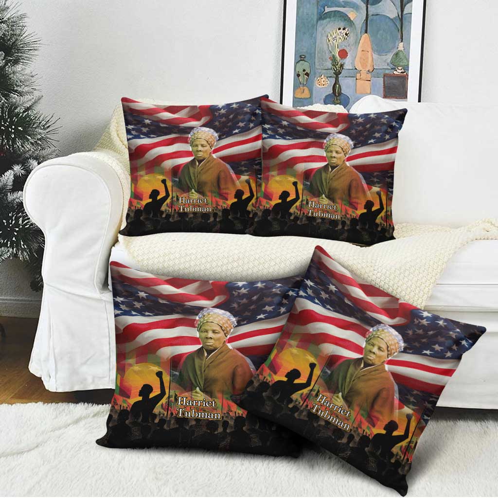 Harriet Tubman Pillow Cover American Flag Background Underground Railroad Quote Powerful Civil Rights - African Pride
