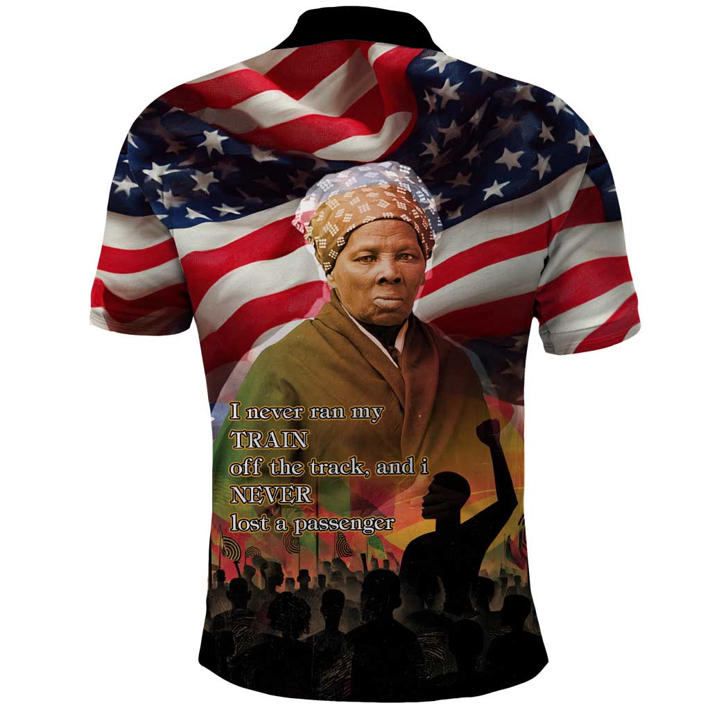 Harriet Tubman Polo Shirt American Flag Background Underground Railroad Quote Powerful Civil Rights TS04
