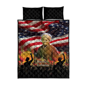 Harriet Tubman Quilt Bed Set American Flag Background Underground Railroad Quote Powerful Civil Rights - African Pride