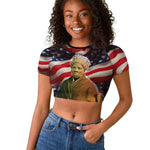 Harriet Tubman Raglan Cropped T shirt American Flag Background Underground Railroad Quote Powerful Civil Rights TS04