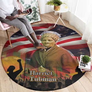 Harriet Tubman Round Carpet American Flag Background Underground Railroad Quote Powerful Civil Rights - African Pride
