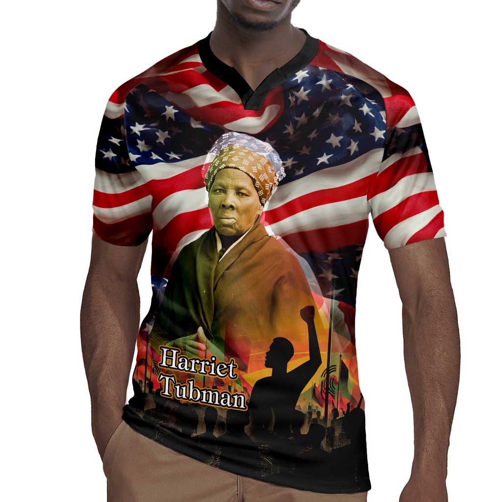 Harriet Tubman Rugby Jersey American Flag Background Underground Railroad Quote Powerful Civil Rights TS04