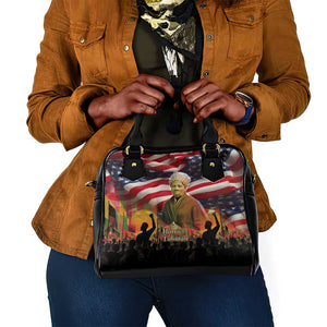 Harriet Tubman Shoulder Handbag American Flag Background Underground Railroad Quote Powerful Civil Rights - African Pride