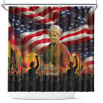 Harriet Tubman Shower Curtain American Flag Background Underground Railroad Quote Powerful Civil Rights - African Pride