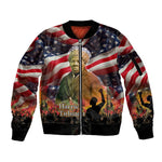 Harriet Tubman Sleeve Zip Bomber Jacket American Flag Background Underground Railroad Quote Powerful Civil Rights - African Pride