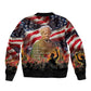 Harriet Tubman Sleeve Zip Bomber Jacket American Flag Background Underground Railroad Quote Powerful Civil Rights - African Pride