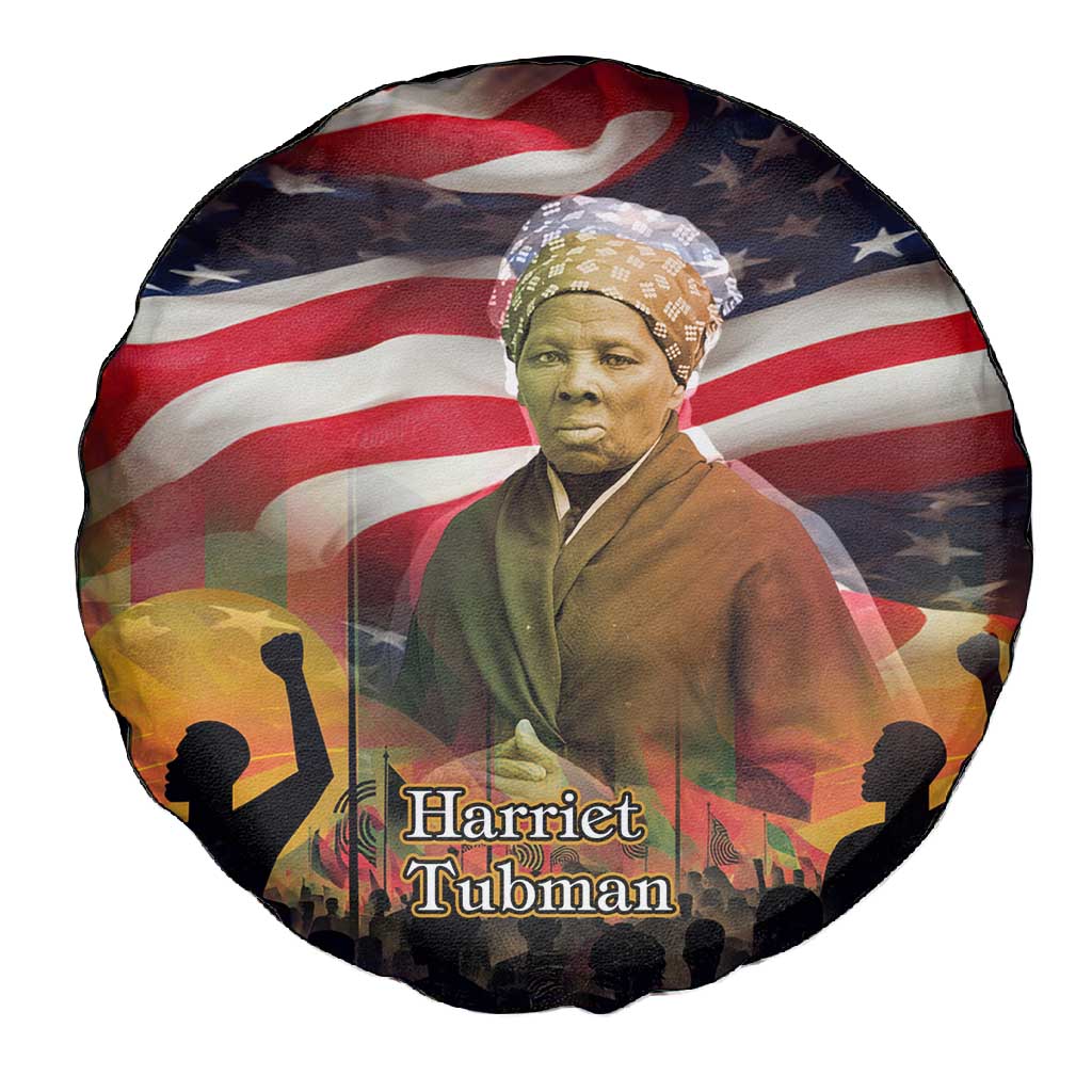 Harriet Tubman Spare Tire Cover American Flag Background Underground Railroad Quote Powerful Civil Rights - African Pride