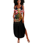 Harriet Tubman Summer Maxi Dress American Flag Background Underground Railroad Quote Powerful Civil Rights TS04