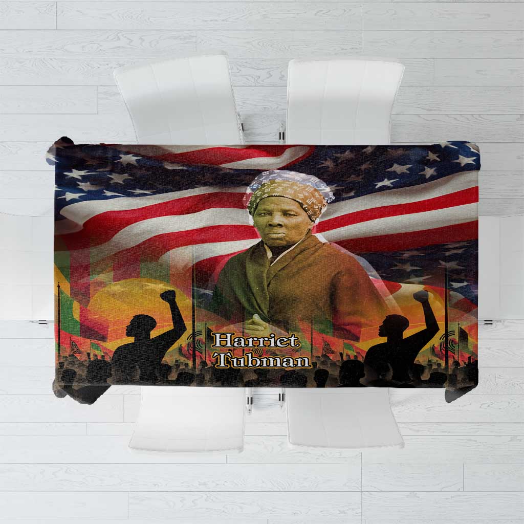 Harriet Tubman Tablecloth American Flag Background Underground Railroad Quote Powerful Civil Rights - African Pride