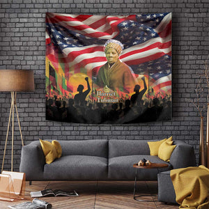 Harriet Tubman Tapestry American Flag Background Underground Railroad Quote Powerful Civil Rights - African Pride