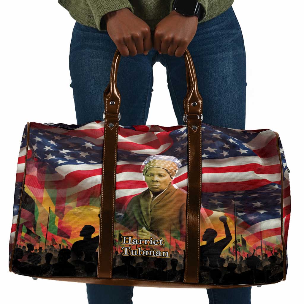 Harriet Tubman Travel Bag American Flag Background Underground Railroad Quote Powerful Civil Rights - African Pride