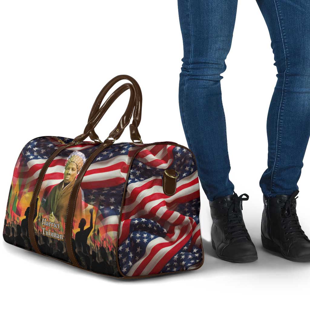 Harriet Tubman Travel Bag American Flag Background Underground Railroad Quote Powerful Civil Rights - African Pride