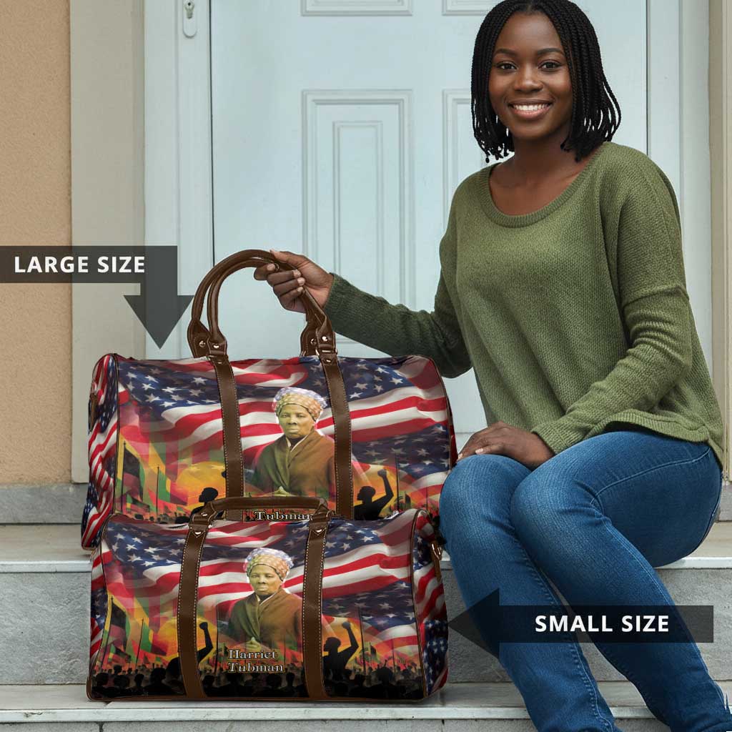 Harriet Tubman Travel Bag American Flag Background Underground Railroad Quote Powerful Civil Rights - African Pride