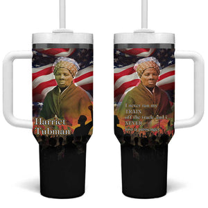 Harriet Tubman Tumbler With Handle American Flag Background Underground Railroad Quote Powerful Civil Rights - African Pride